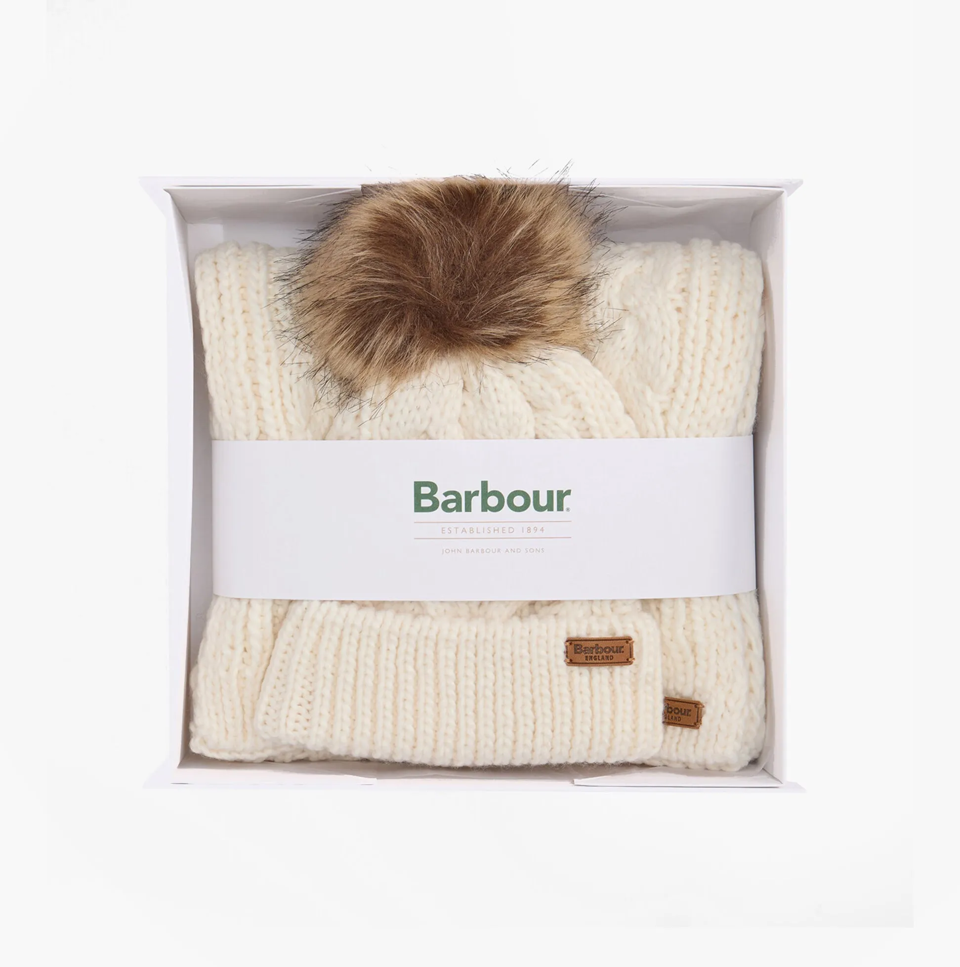 Barbour PENSHAW BEANIE & SCARF Gift Set Womens Cloud sold by Shuperb product image thumbnail 2