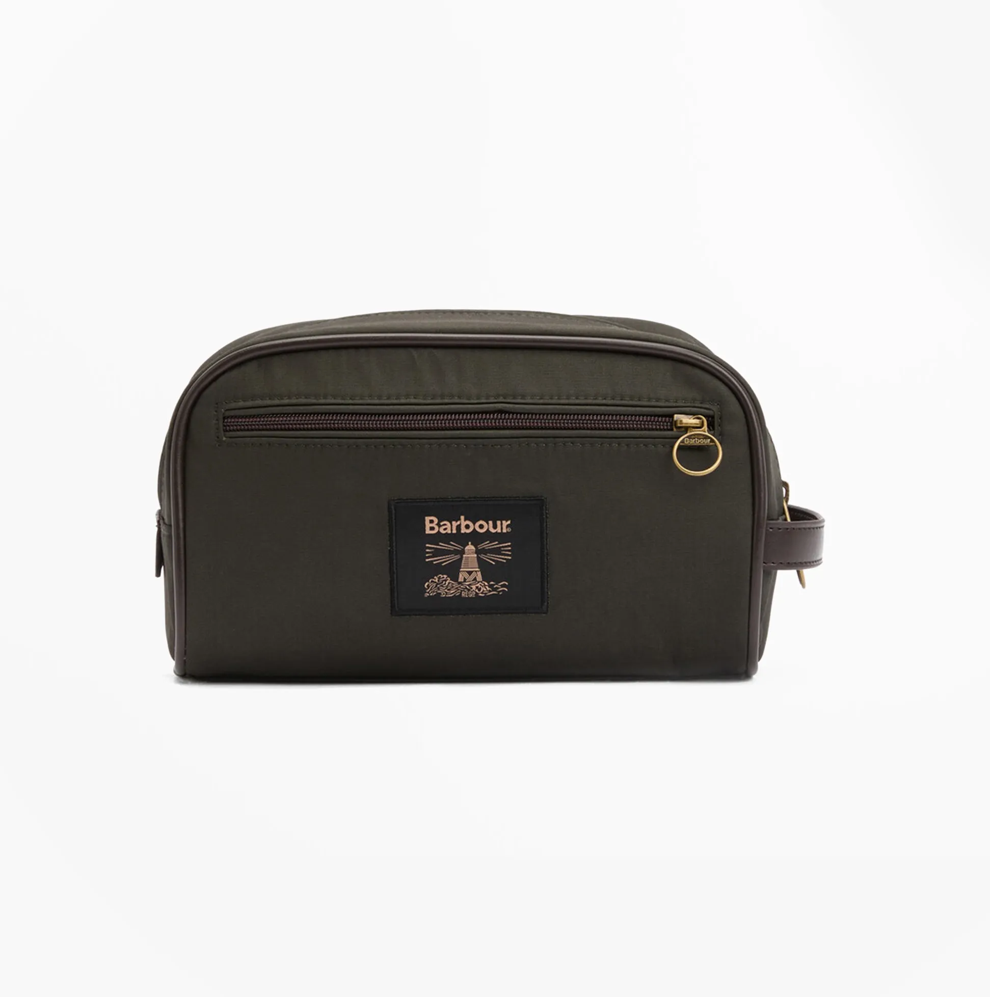 Barbour WAXED Mens Washbag Olive/Beacon sold by Shuperb