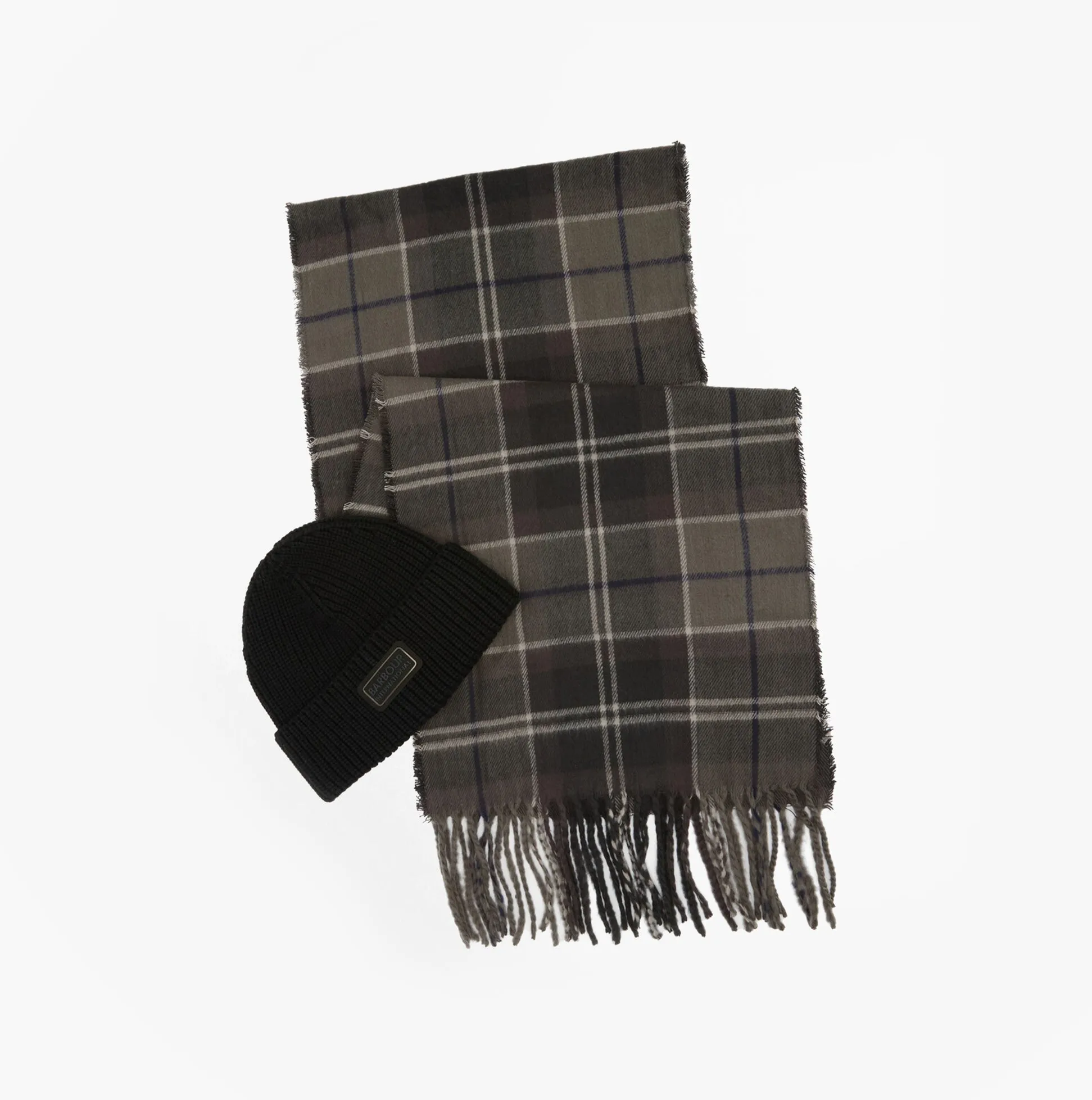 Barbour SWEEPER BEANIE AND SCARF Mens Gift Set Black sold by Shuperb