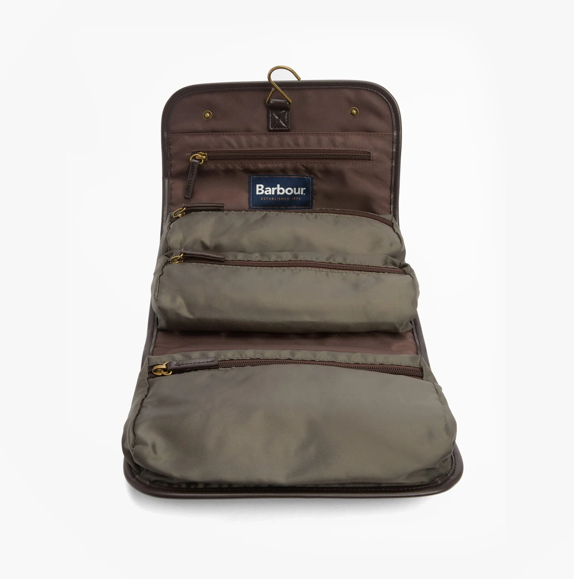 Barbour WAXED HANGING Mens Washbag Olive/Beacon sold by Shuperb product image thumbnail 4
