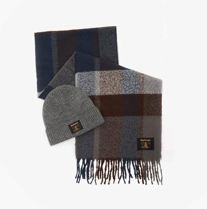 Barbour WESTERDALE BEANIE & SCARF Mens Gift Set Midnight Oak sold by Shuperb