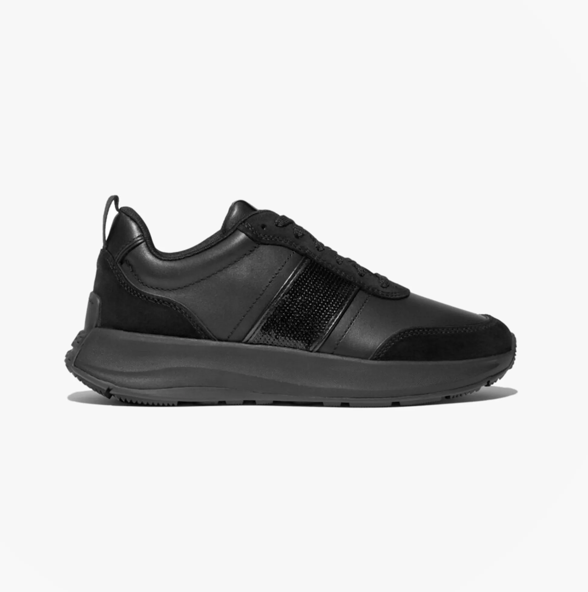 FitFlop F-MODE Womens Leather Trainers Urban Black sold by Shuperb