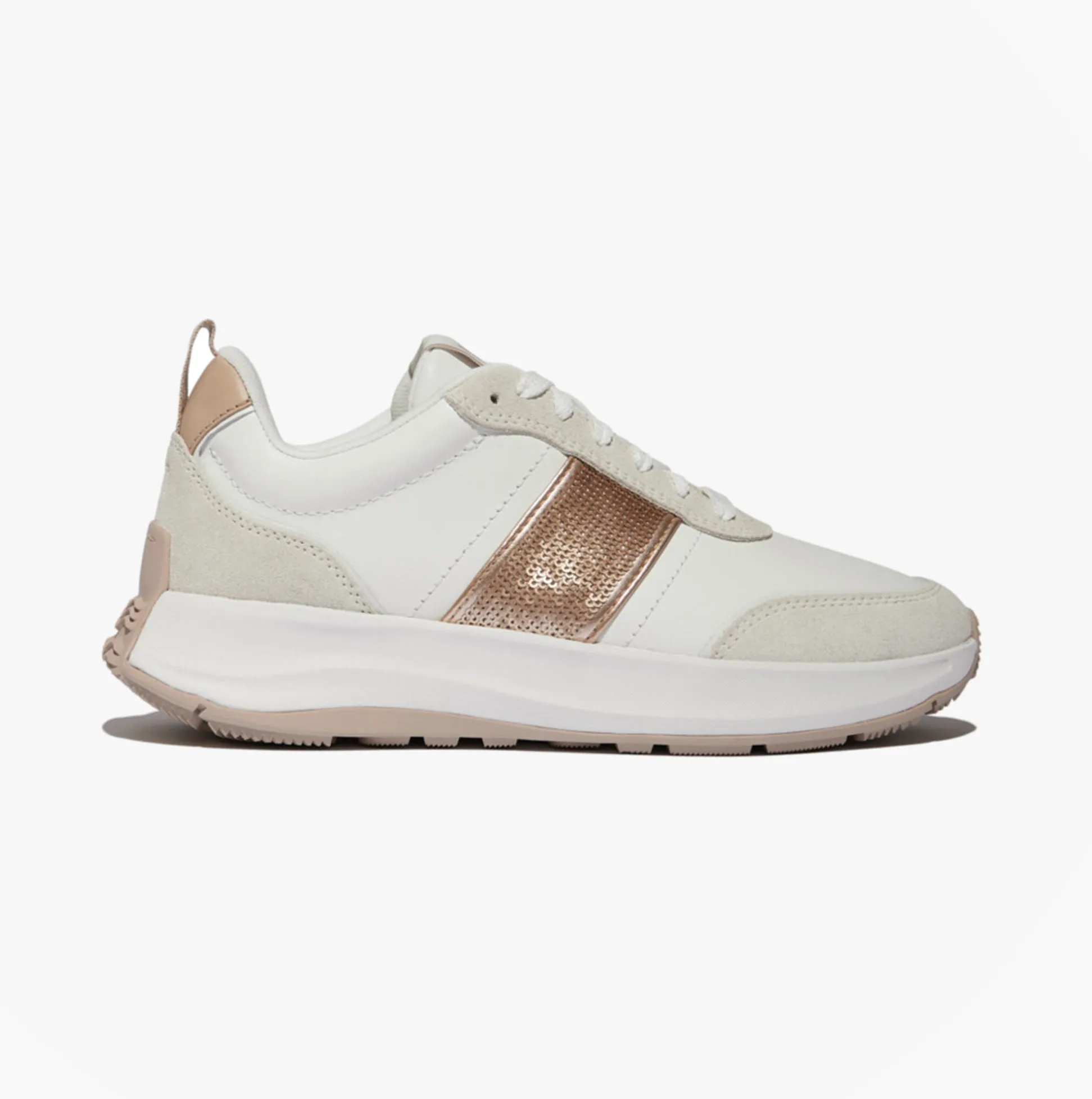 FitFlop F-MODE Womens Leather Trainers Urban White sold by Shuperb