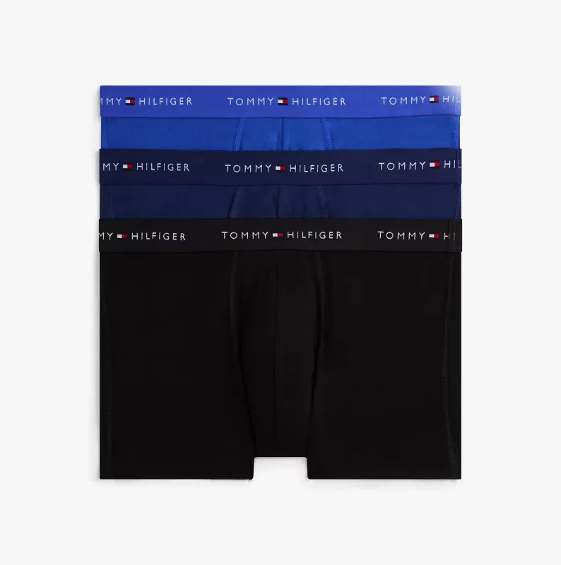 Tommy Hilfiger Mens 3 Pack Logo Waistband Cotton Trunks Multi made by Tommy Hilfiger