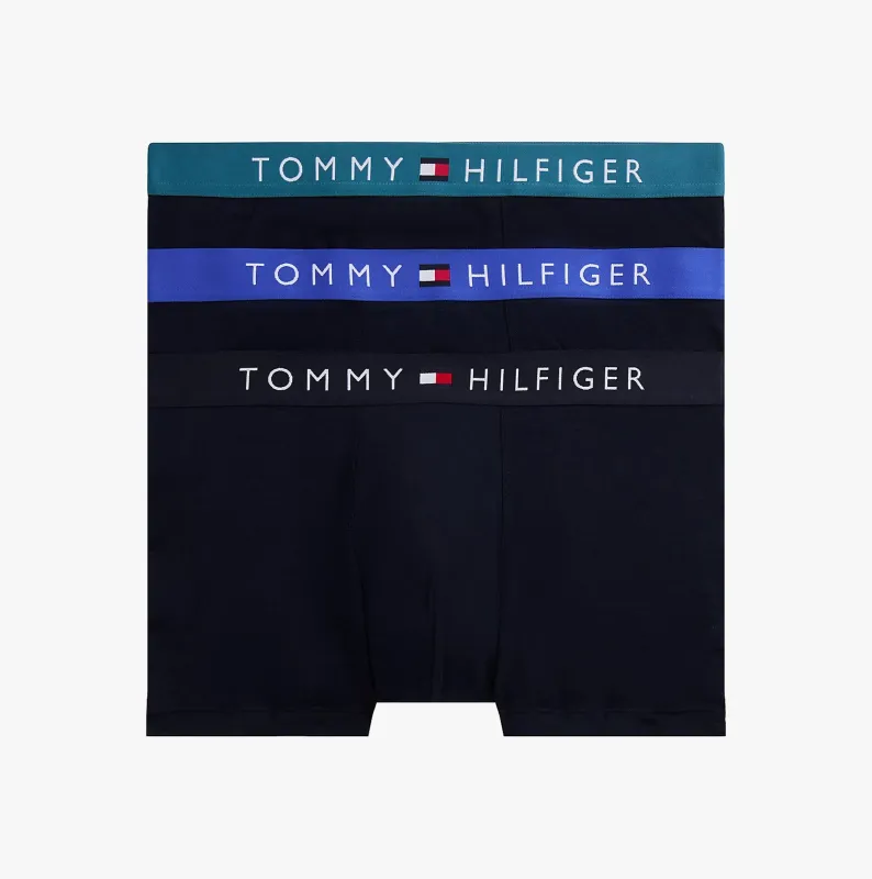 Tommy Hilfiger Mens 3 Pack Logo Waistband Trunks Navy made by Tommy Hilfiger