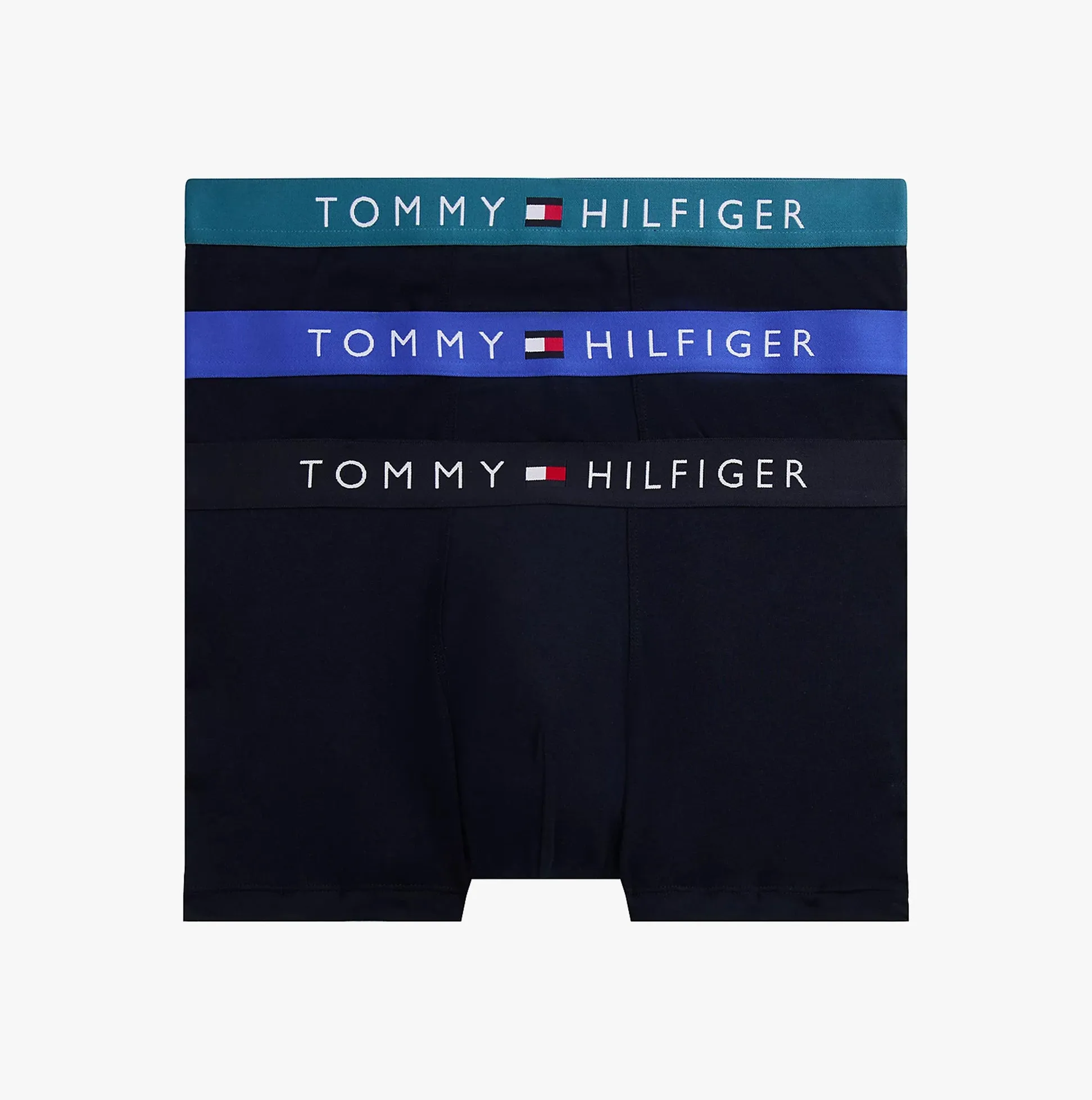 Tommy Hilfiger Mens 3 Pack Logo Waistband Trunks Navy sold by Shuperb