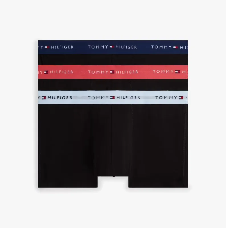 Tommy Hilfiger Mens 3 Pack Signature Repeat Logo Waistband Trunks black sold by Shuperb