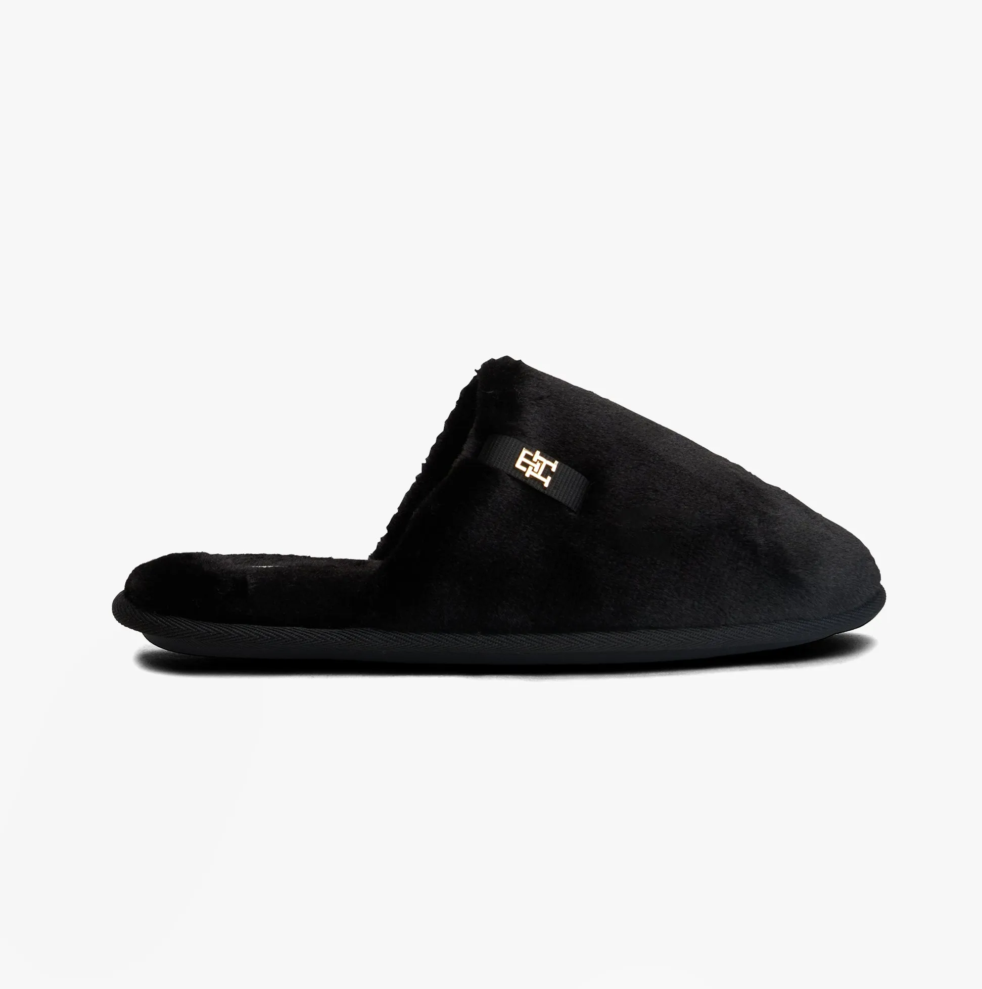 Tommy Hilfiger TH FAUX FUR HOUSE SH Womens Slippers Black sold by Shuperb