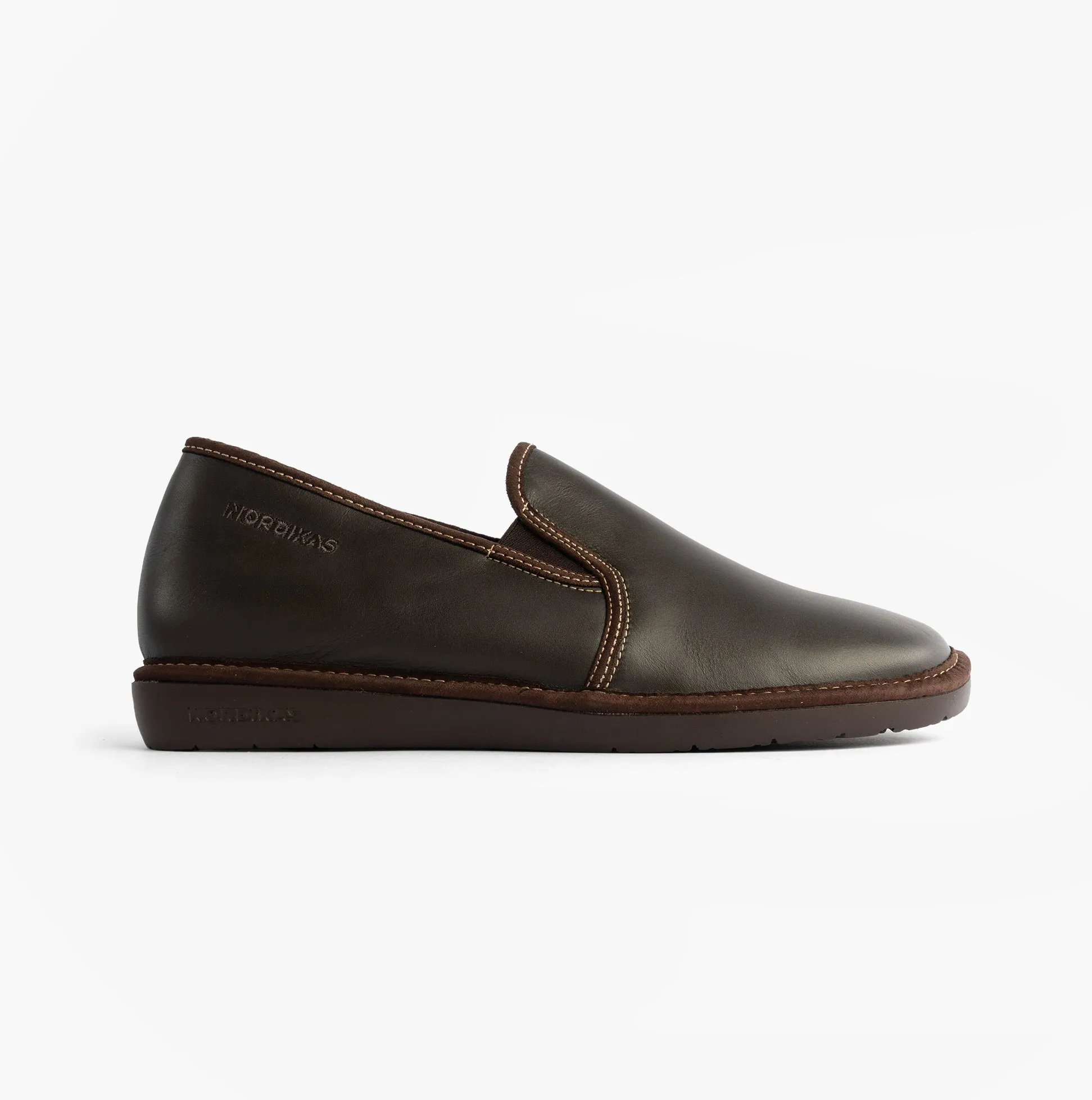 Nordikas 663 Mens Leather Full Slippers Mocha sold by Shuperb