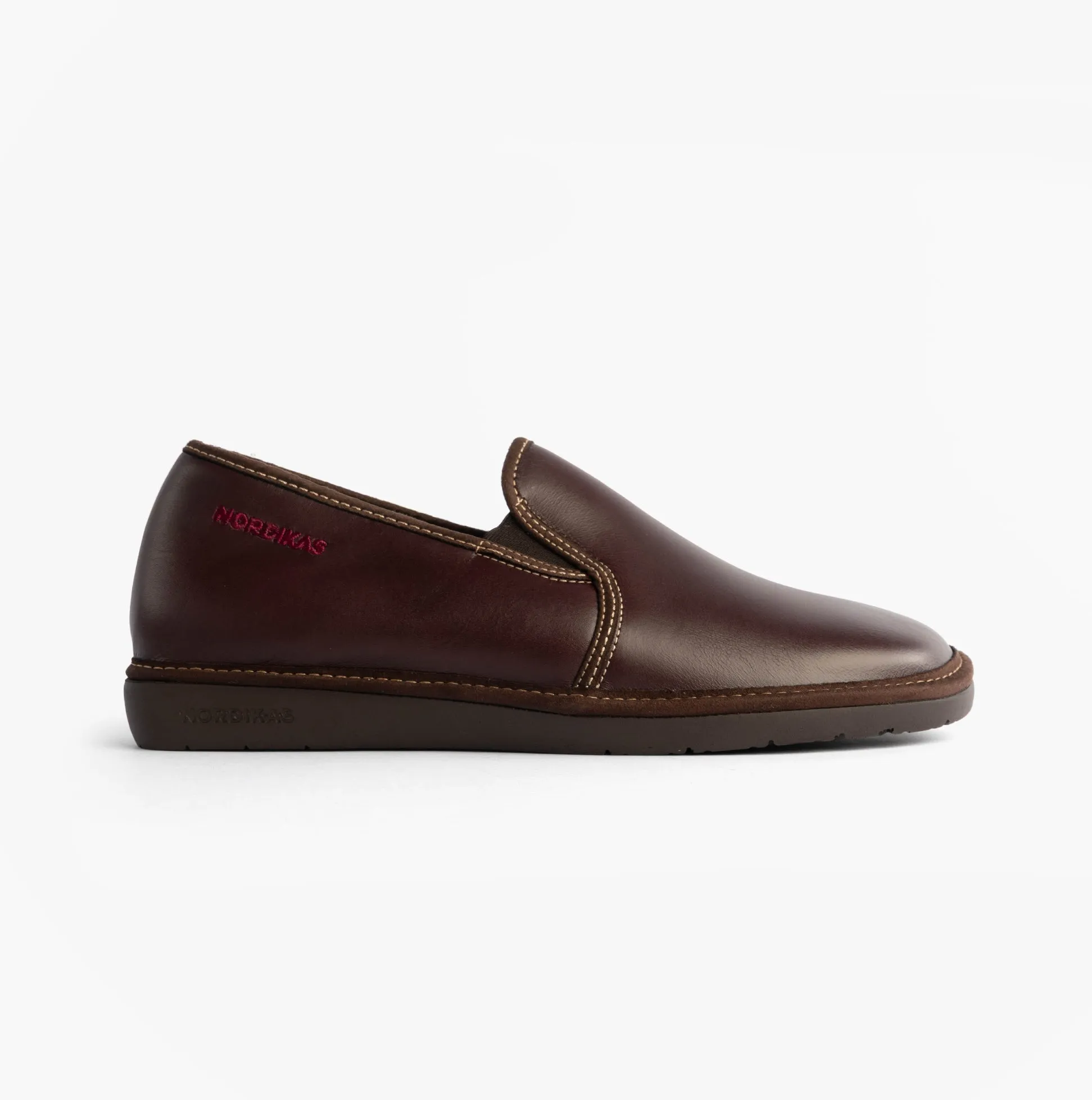Nordikas 663 Mens Leather Full Slippers Bordo sold by Shuperb
