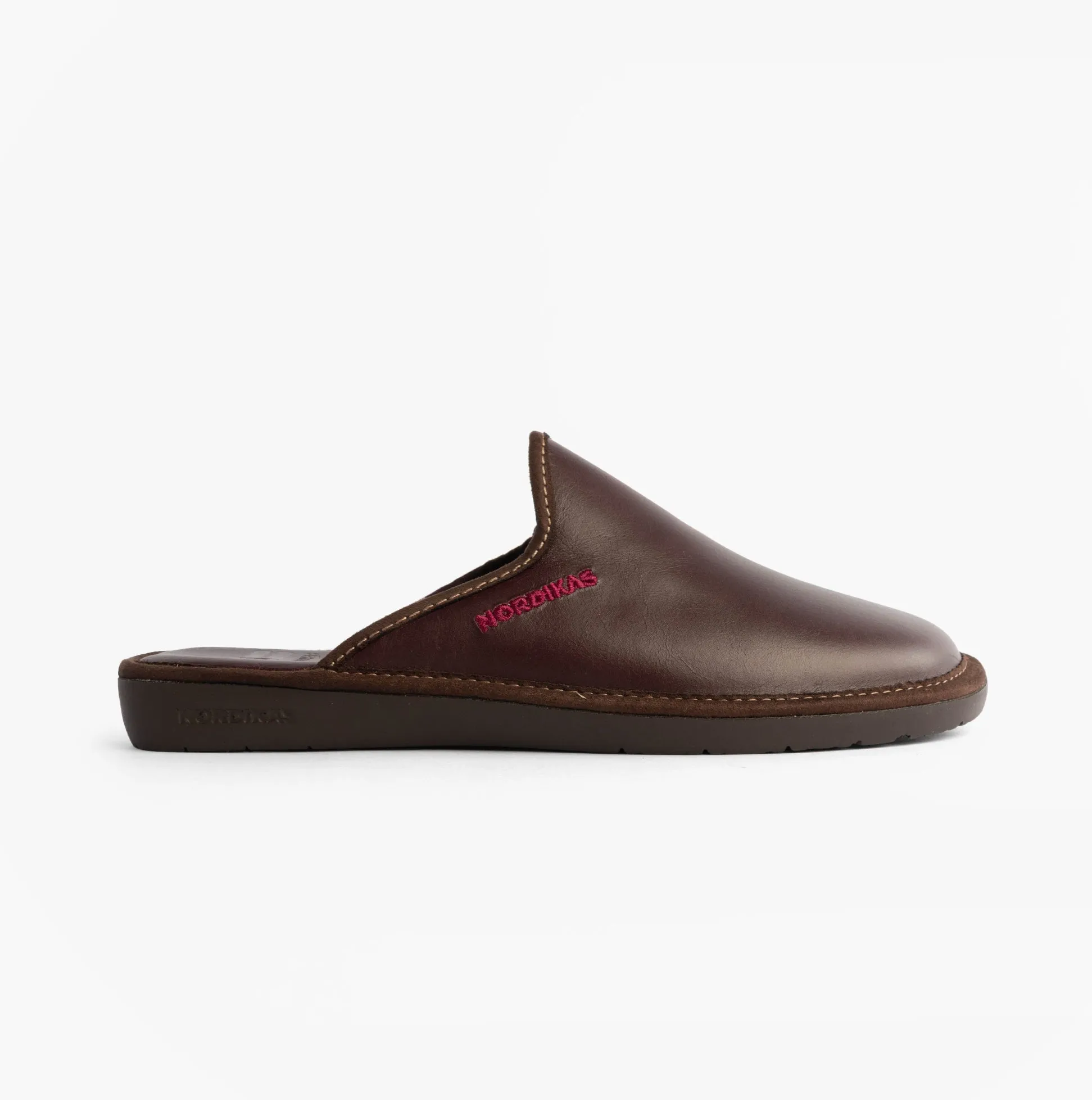 Nordikas 131 Mens Leather Mule Slippers Bordo sold by Shuperb