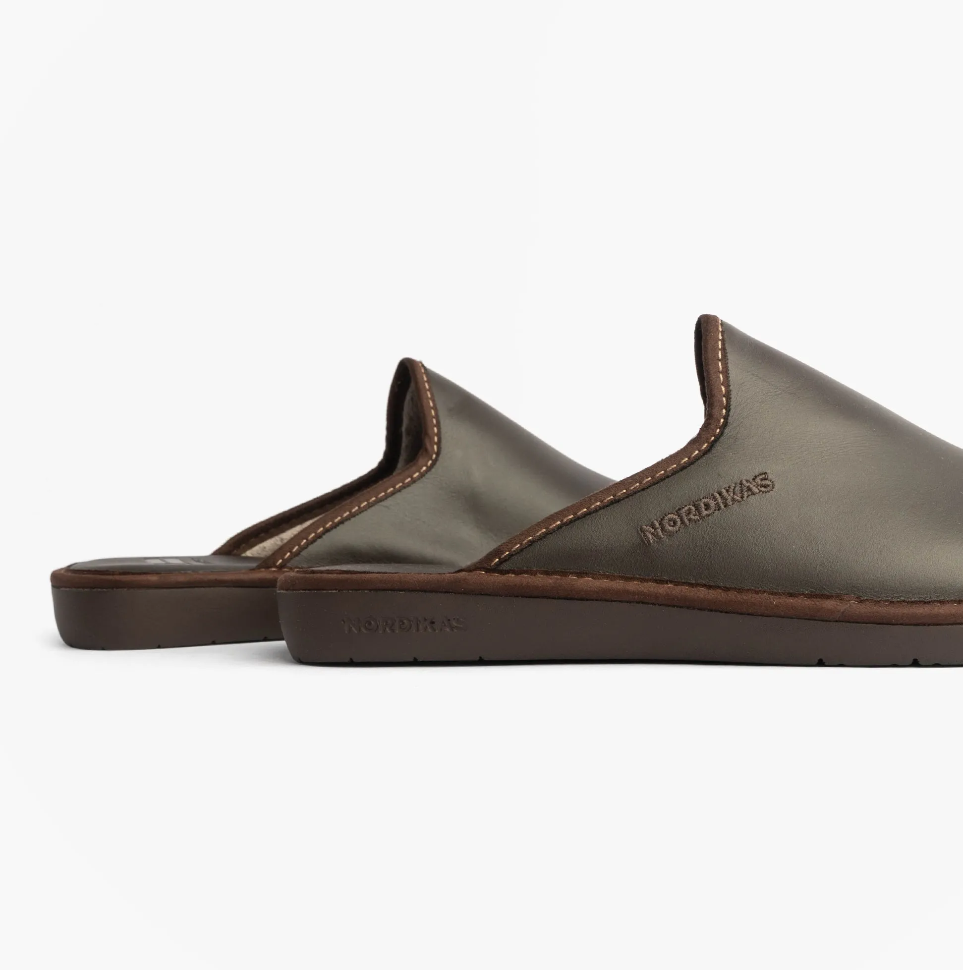 Nordikas 131 Mens Leather Mule Slippers Moka sold by Shuperb product image thumbnail 5