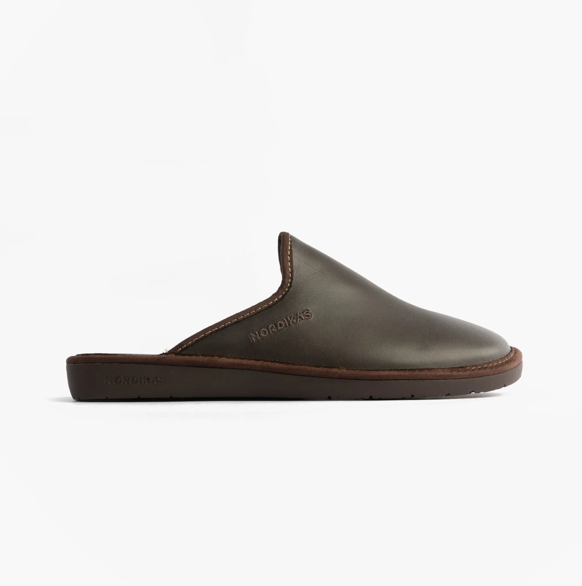 Nordikas 131 Mens Leather Mule Slippers Moka sold by Shuperb