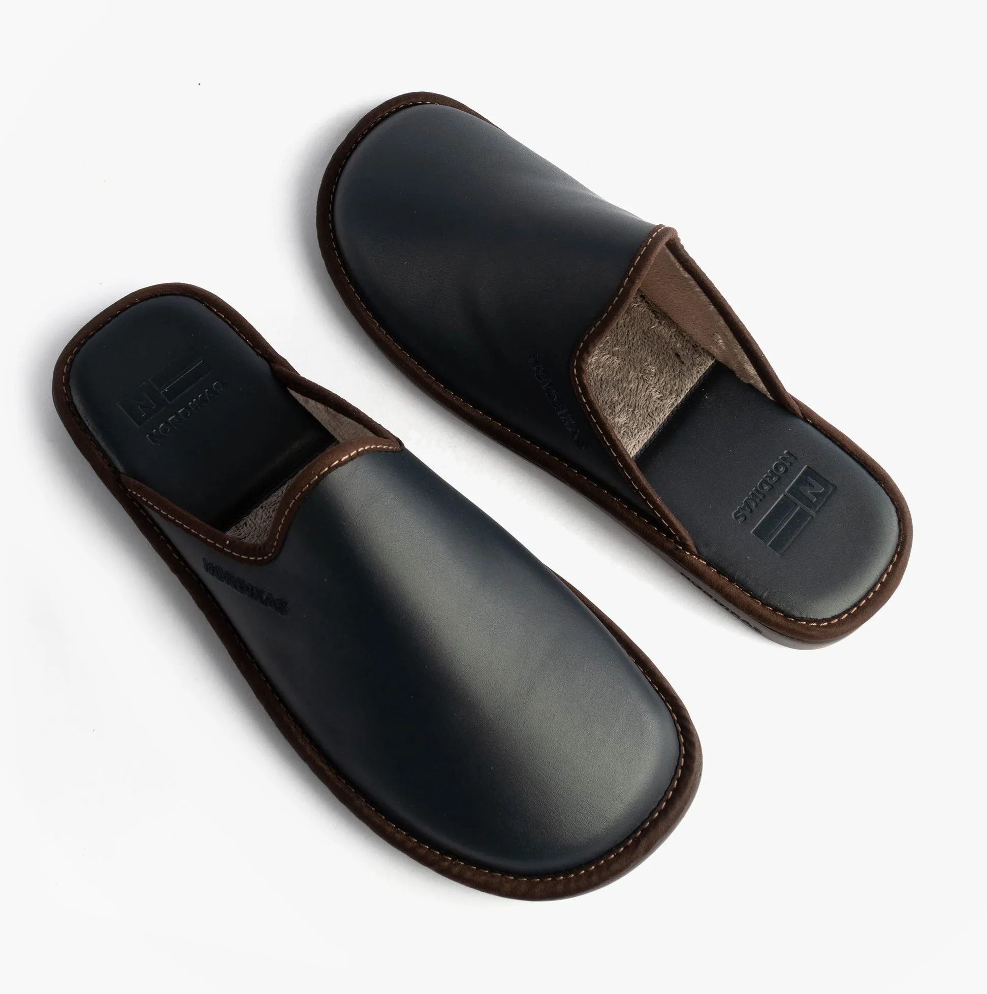 Nordikas 131 Mens Leather Mule Slippers Navy sold by Shuperb product image thumbnail 2
