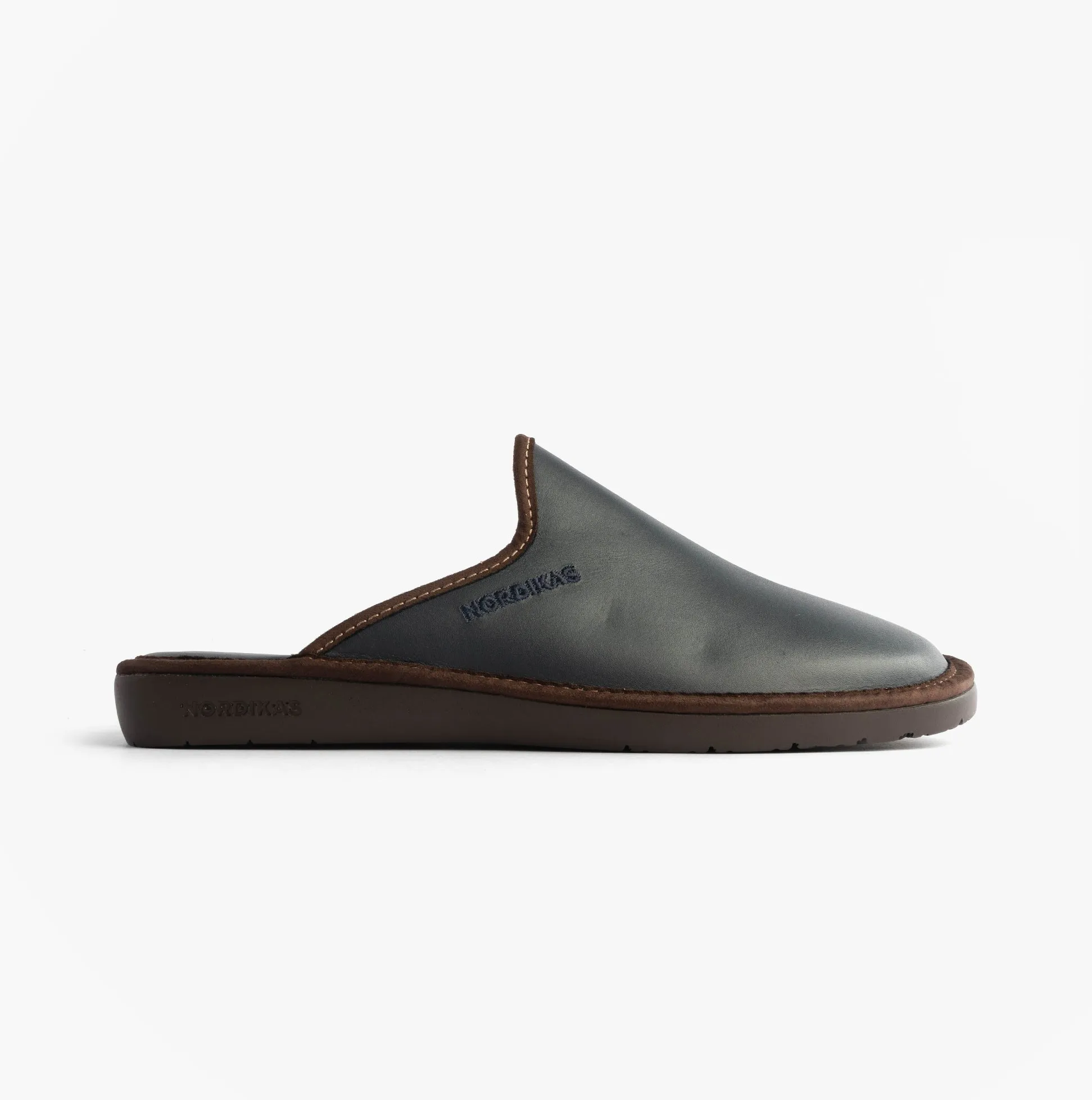 Nordikas 131 Mens Leather Mule Slippers Navy sold by Shuperb