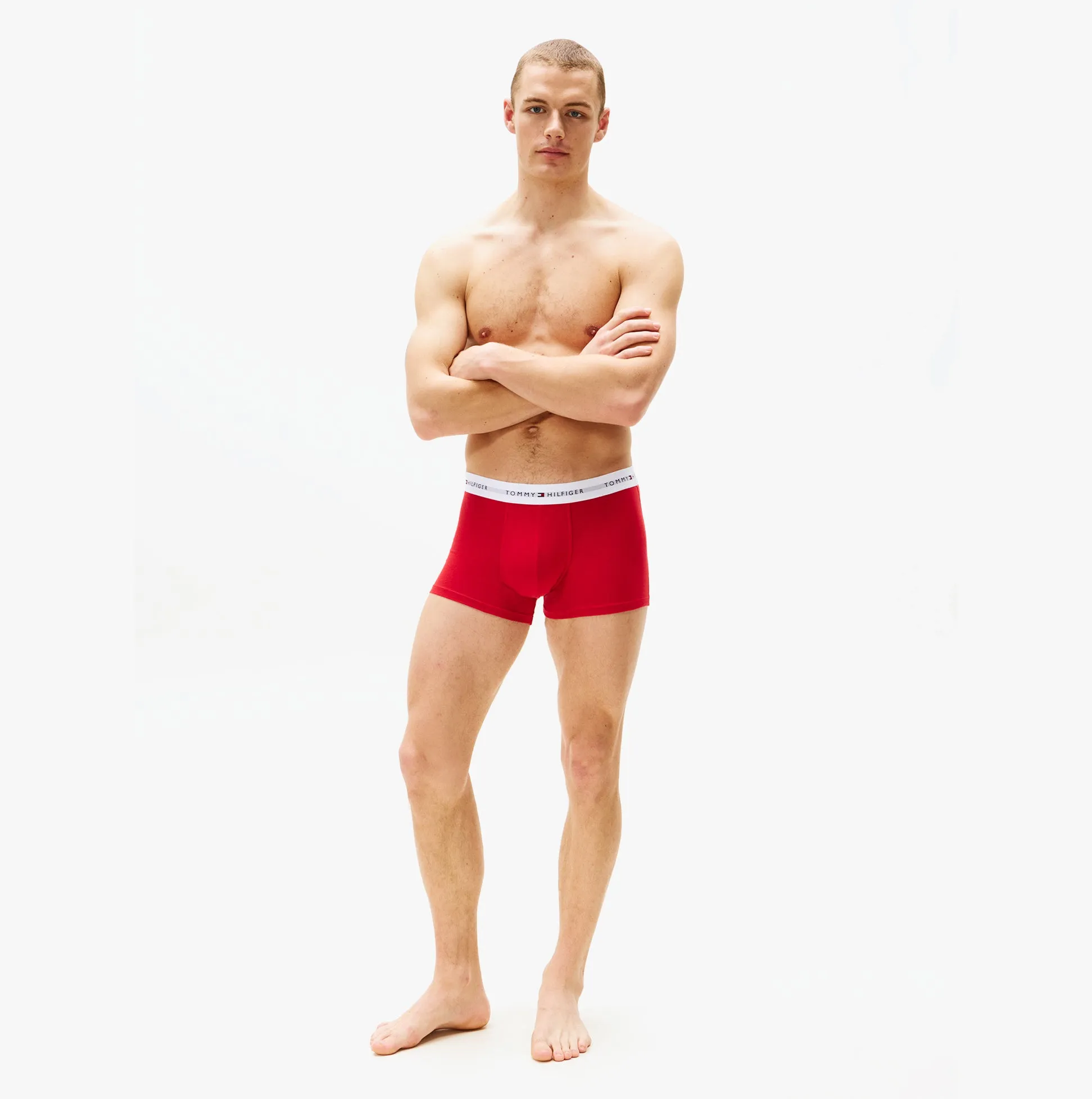 Tommy Hilfiger 3 Pack Trunk Mens Trunks Desert Sky/White/Primary Red sold by Shuperb