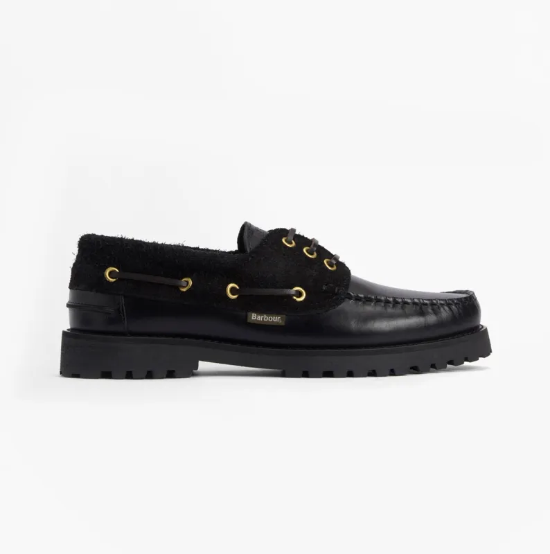 Barbour DECK Mens Boat Shoe Black sold by Shuperb