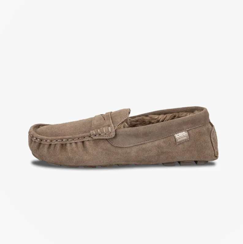 Totes Isotoner SUEDE CLASSIC Moccasin Slippers Mens Sand sold by Shuperb