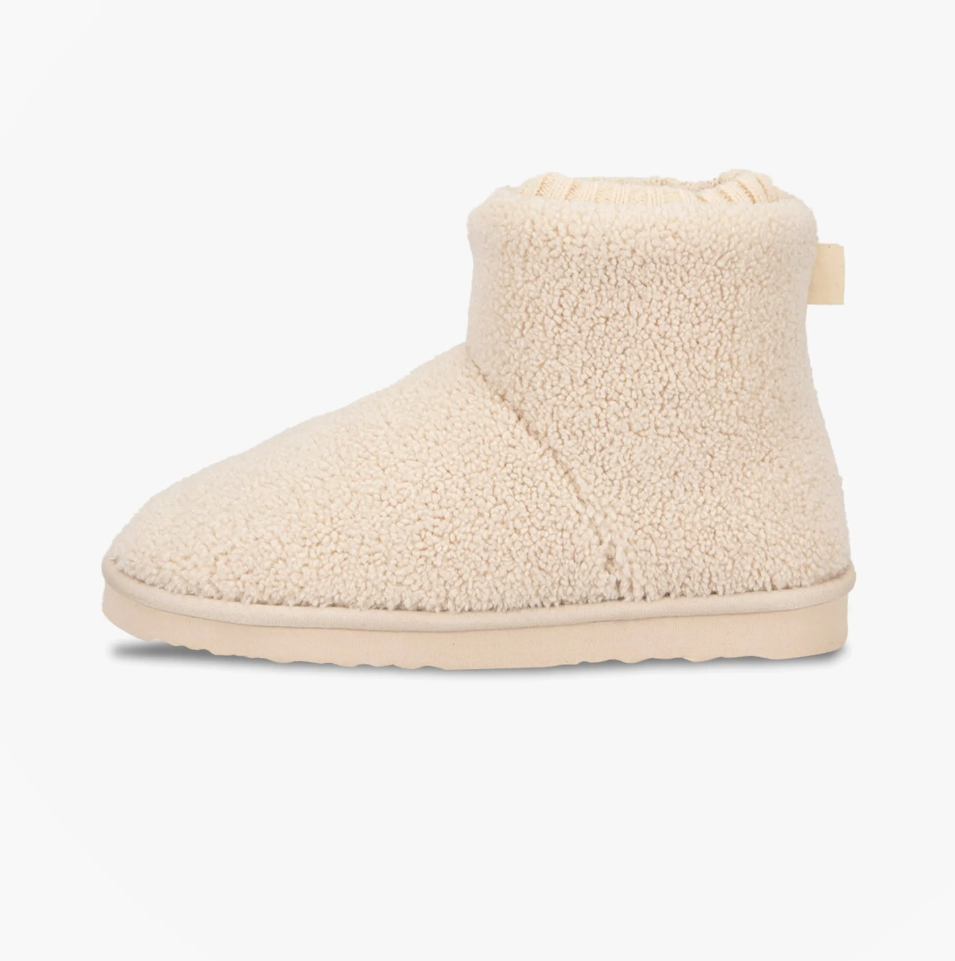 Totes Isotoner BORG BOOT WITH CUFF DETAIL Womens Boot Slippers Cream sold by Shuperb