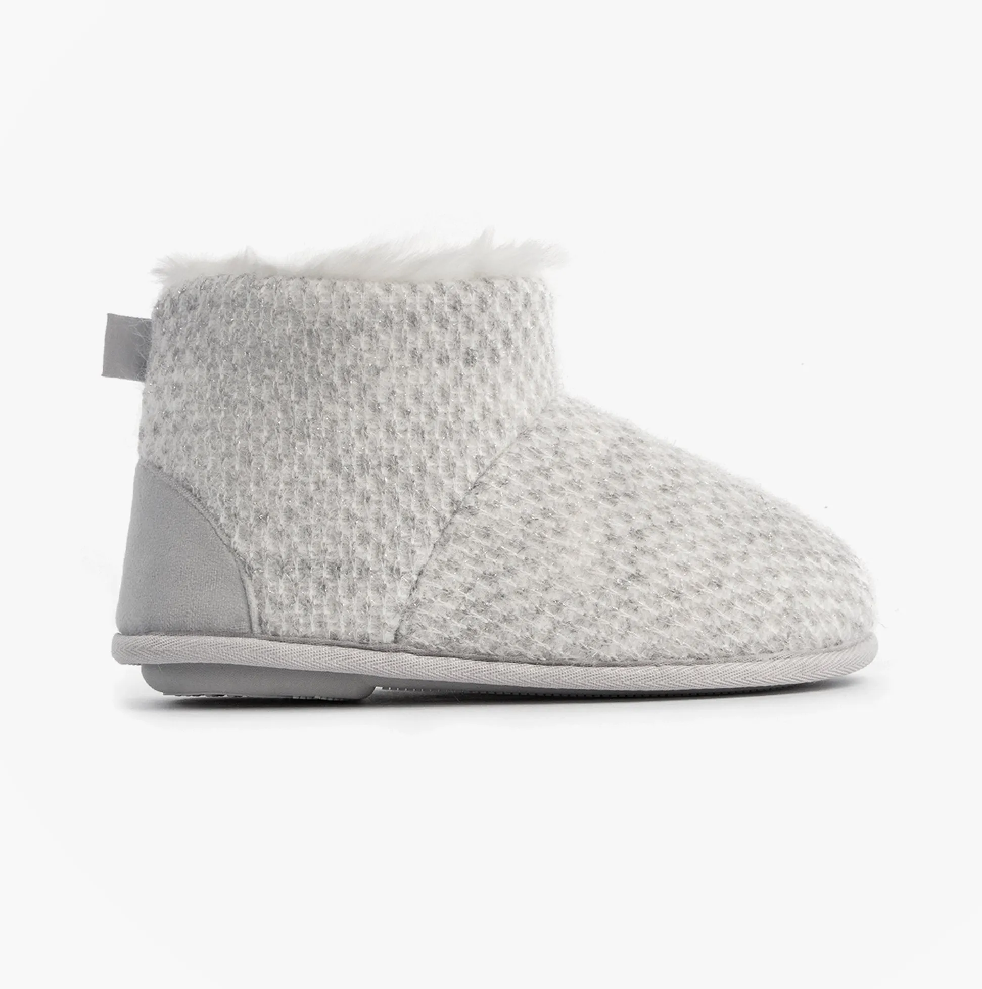 Totes Isotoner SPARKLE KNIT Womens Boot Slippers Light Grey sold by Shuperb