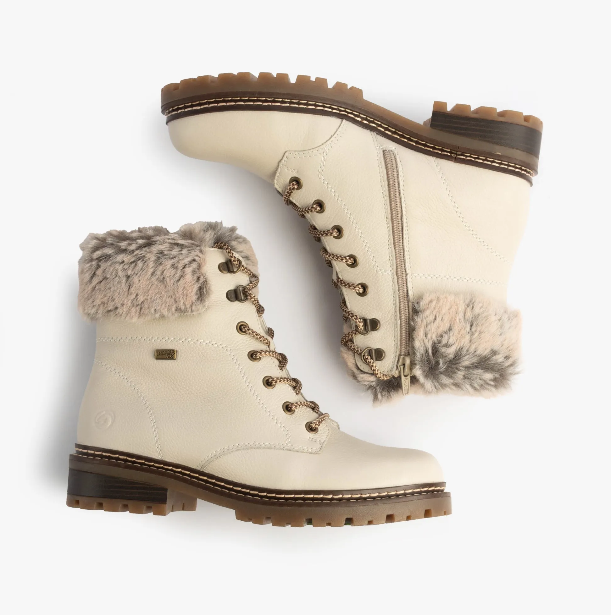 Remonte D0B74-80 Womens Faux Fur Collar Side Zip Boots White sold by Shuperb product image thumbnail 2