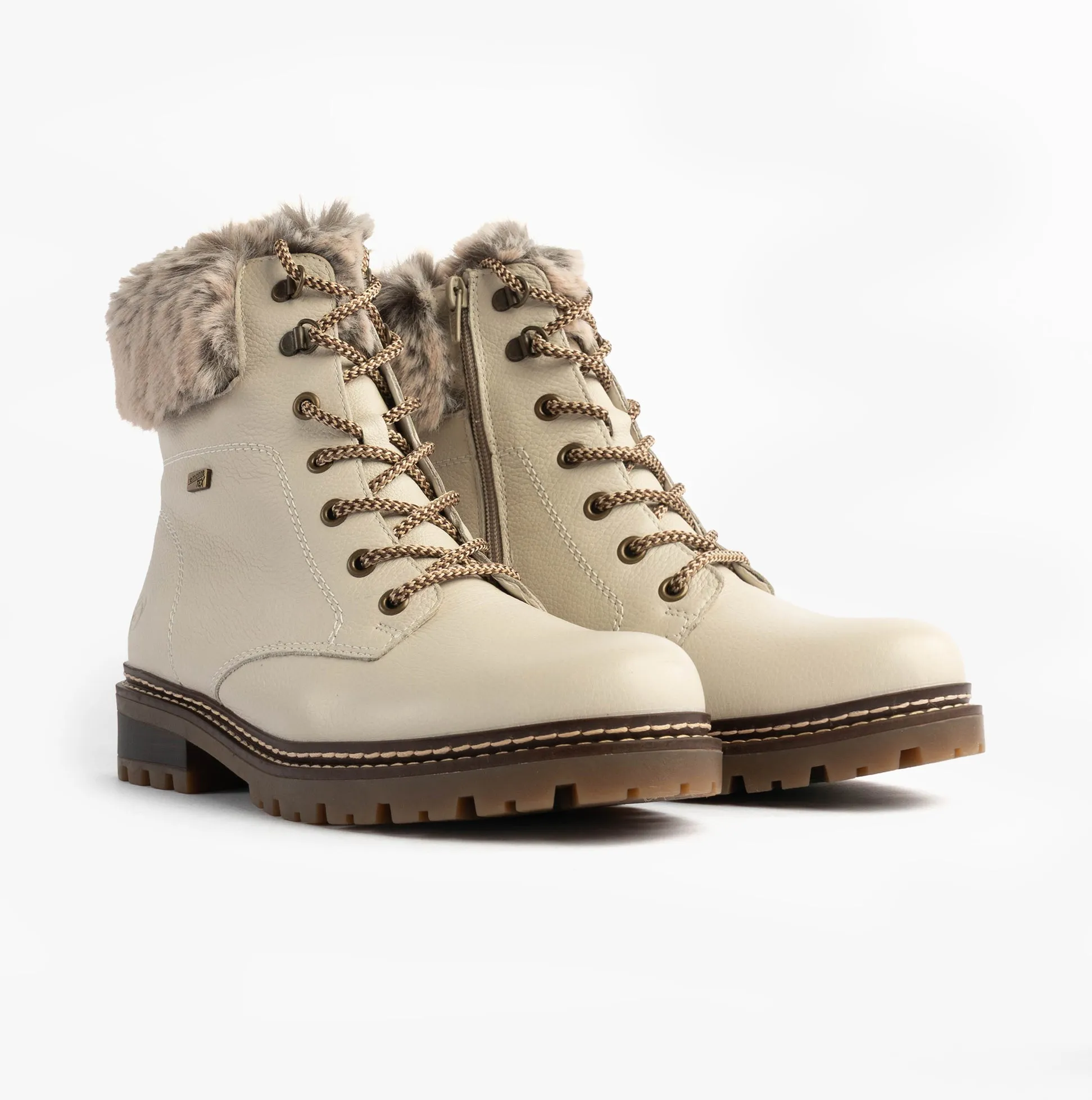 Remonte D0B74-80 Womens Faux Fur Collar Side Zip Boots White sold by Shuperb product image thumbnail 3