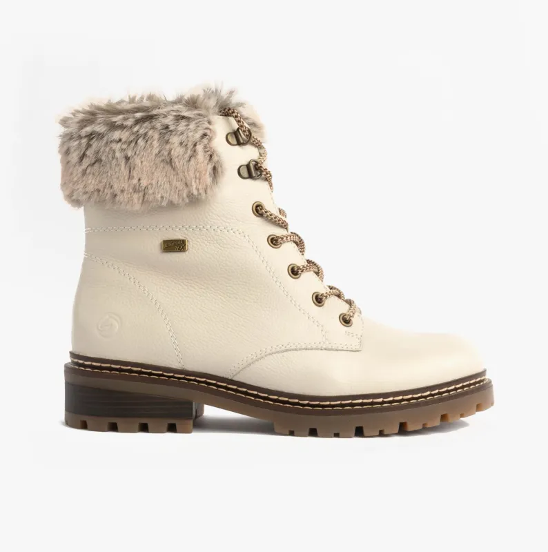 Remonte D0B74-80 Womens Faux Fur Collar Side Zip Boots White sold by Shuperb