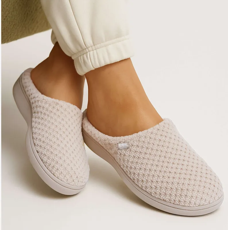 Totes Isotoner POPCORN TERRY Womens Mule Slippers Oat sold by Shuperb