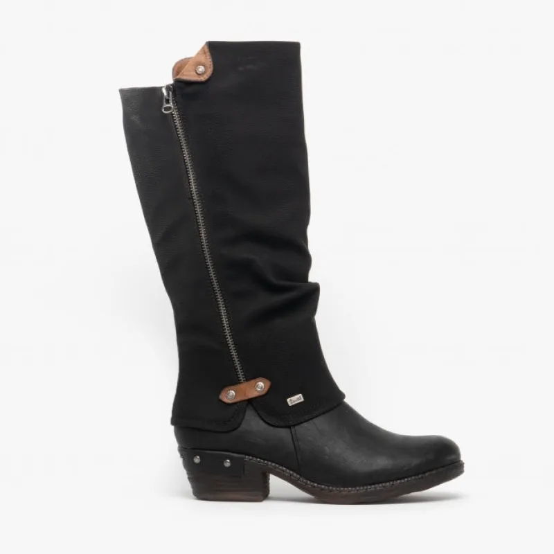 Rieker 93655-00 Womens Knee High Boots Black sold by Shuperb