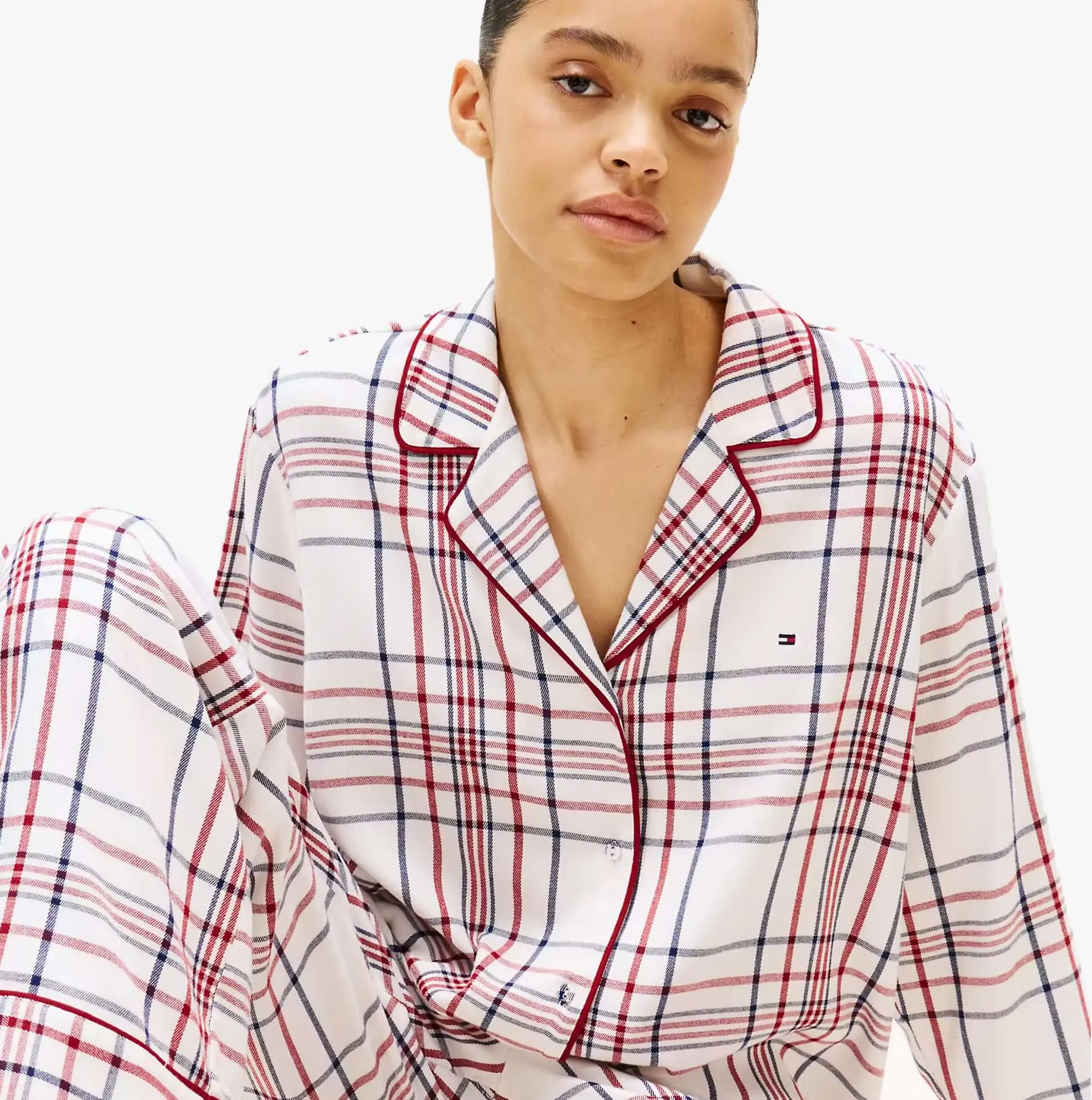 Tommy Hilfiger GIFT LS FLNL SHIRT S Womens Pyjama Set City Plaid Ivory Silk sold by Shuperb product image thumbnail 4