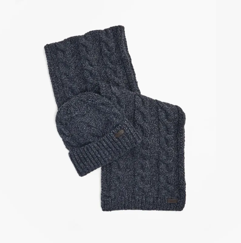 Barbour JESMOND BEANIE AND SCARF Gift Set Mens Beanie Navy sold by Shuperb