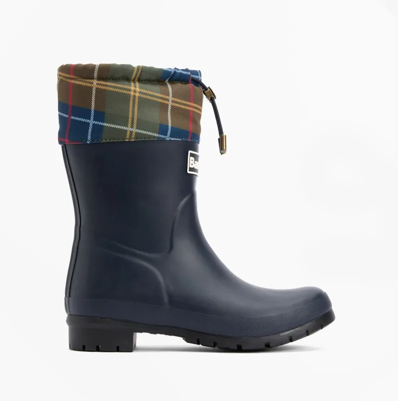 Barbour MOWBRAY Womens Mid Wellies Navy/Classic Tartan sold by Shuperb