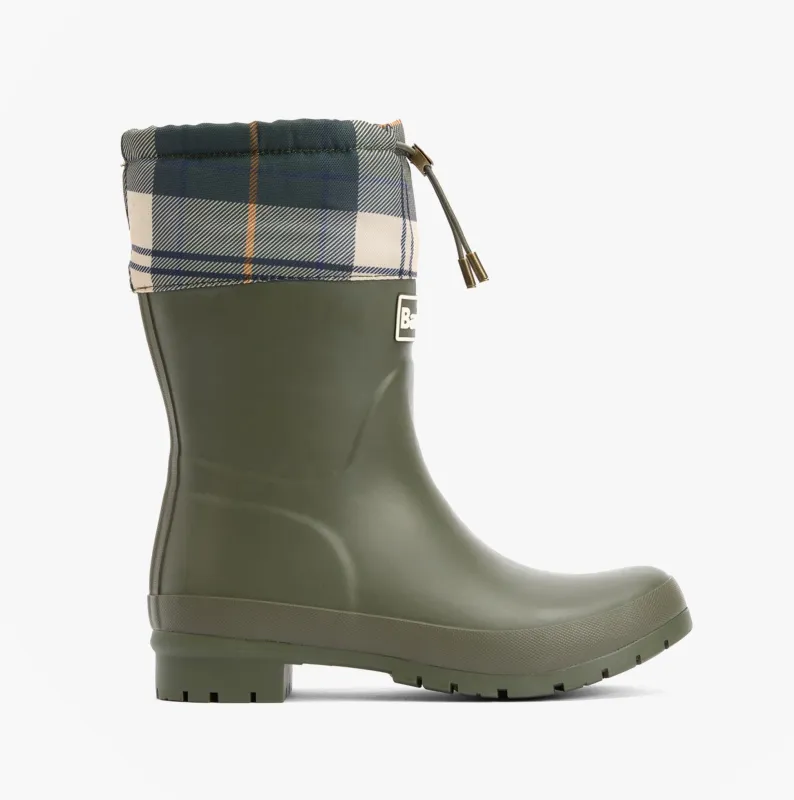 Barbour MOWBRAY Womens Mid Wellies Olive/Ancient Tartan sold by Shuperb