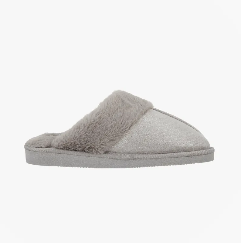 Jo & Joe GLIMMER Womens Mule Slippers Grey sold by Shuperb