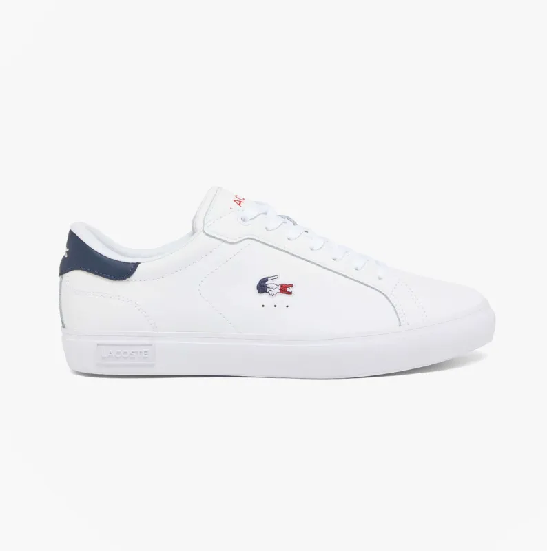 Lacoste POWERCOURT Mens Court Trainers Trainers White/Navy/Red sold by Shuperb