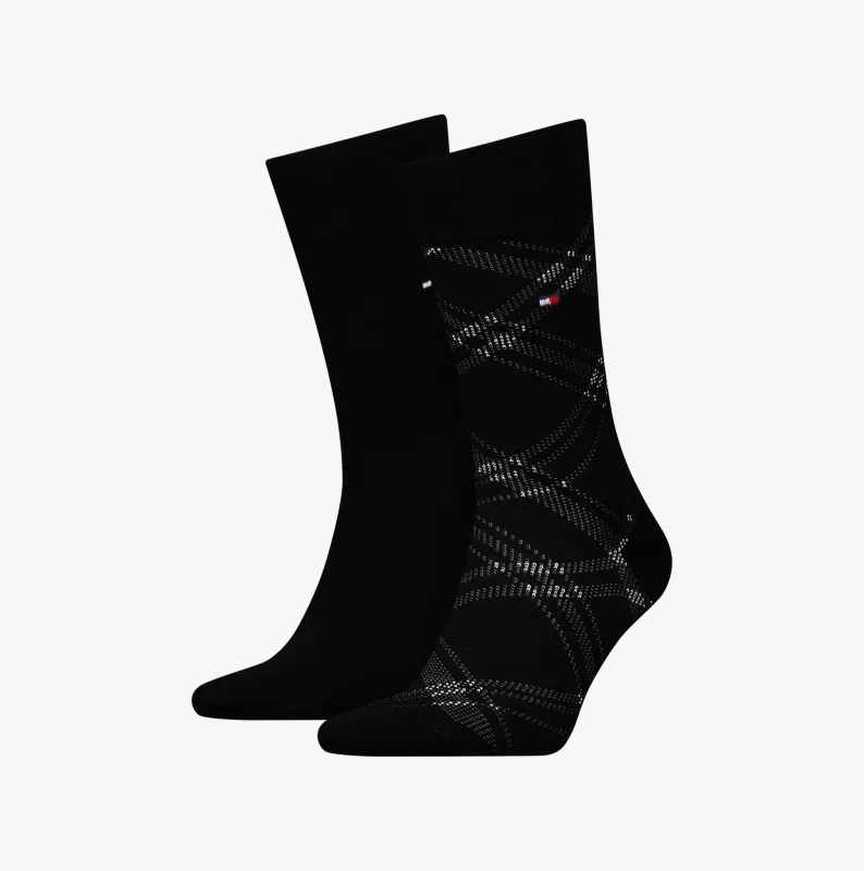 Tommy Hilfiger 2 Pack Check Mens Socks Black made by Tommy Hilfiger