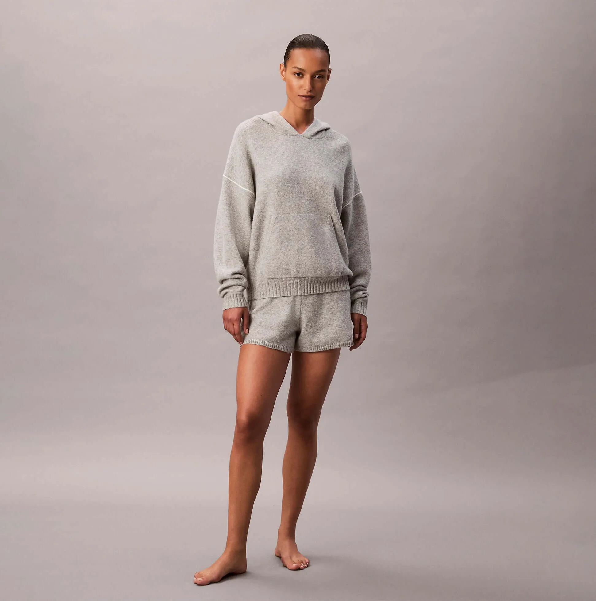 Calvin Klein PLUSH HOODIE Womens Plush Terry Grey Heather sold by Shuperb