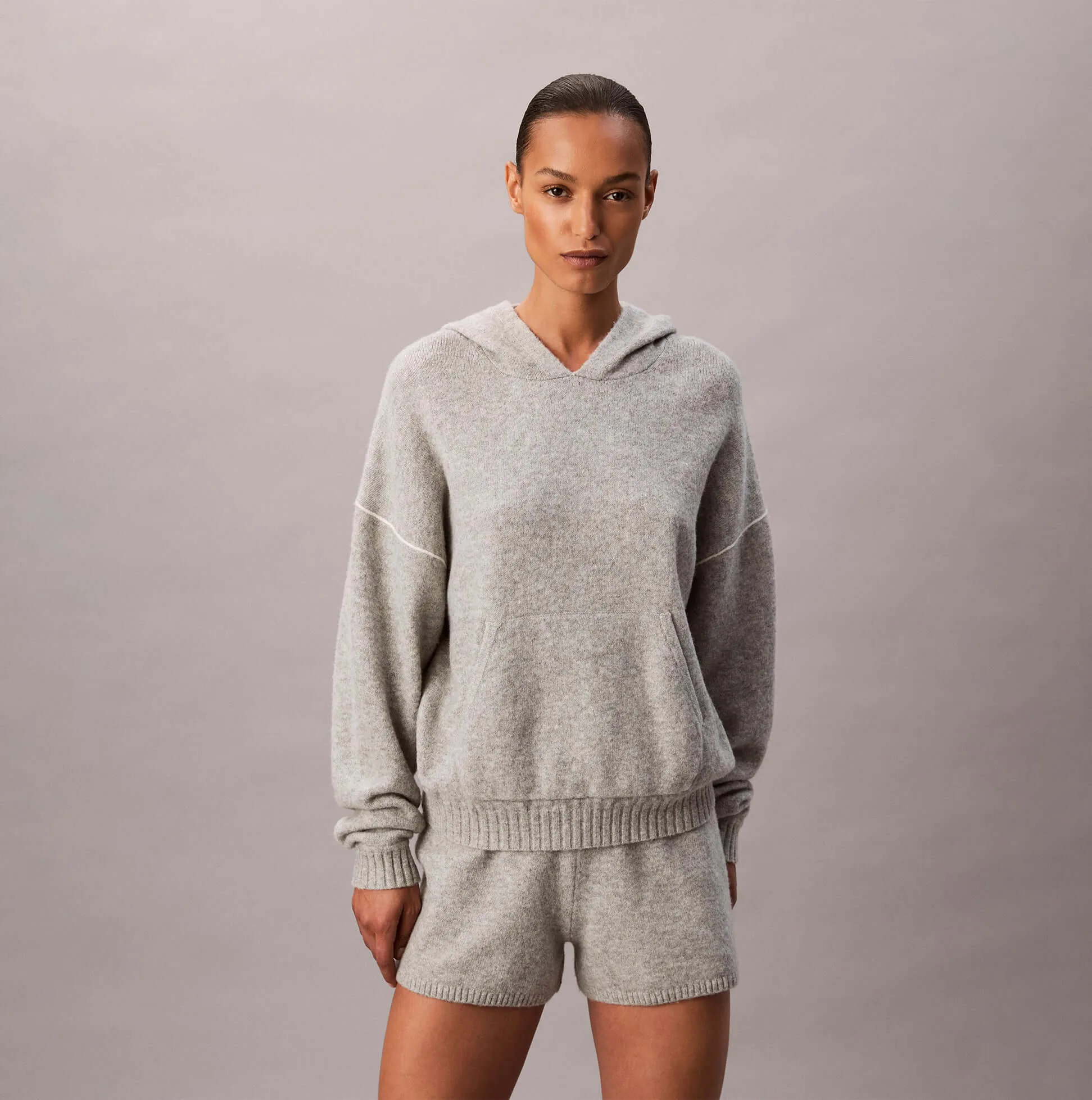 Calvin Klein PLUSH HOODIE Womens Plush Terry Grey Heather sold by Shuperb product image thumbnail 2