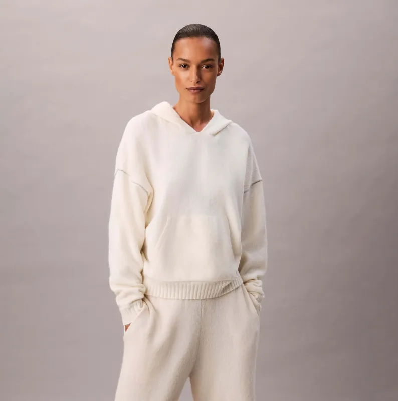 Calvin Klein PLUSH HOODIE. Womens Ivory sold by Shuperb