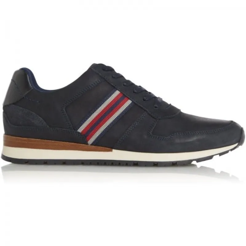TRURO Mens Leather Trainers Navy sold by Shuperb