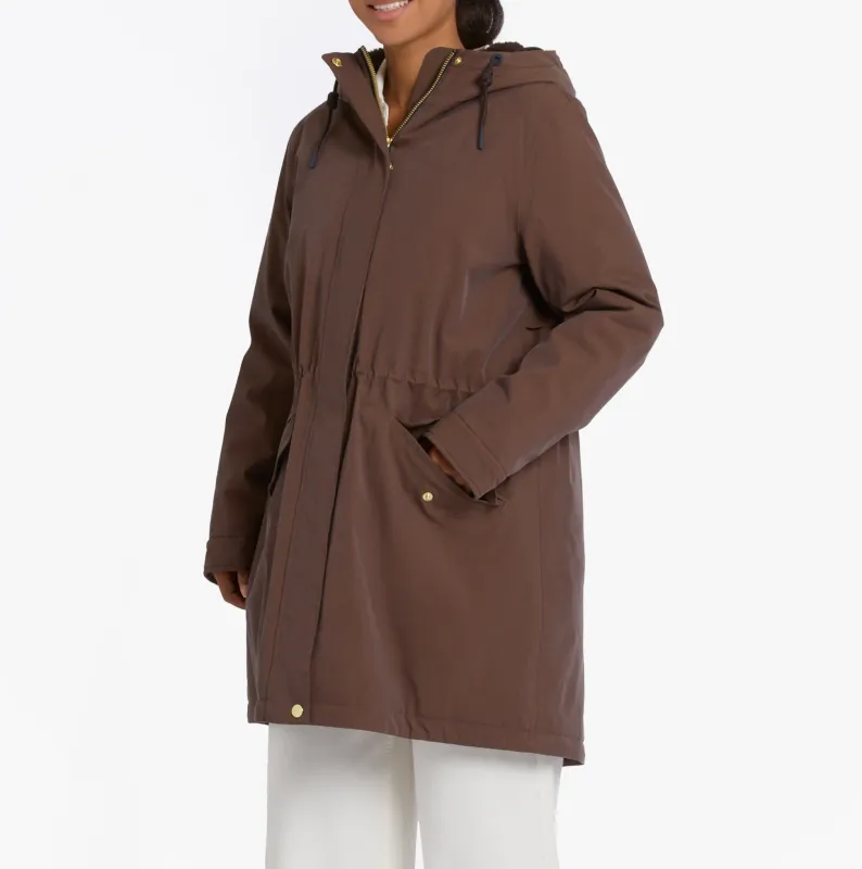 Joules PORTWELL Waterproof Hoodie Raincoat With Adjustable Waist Brown sold by Shuperb