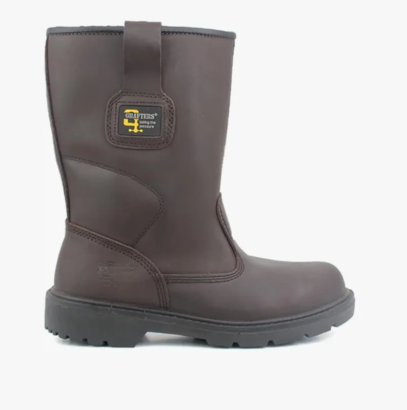 Grafters M560B Mens Leather Rigger Safety Boots Brown sold by Shuperb