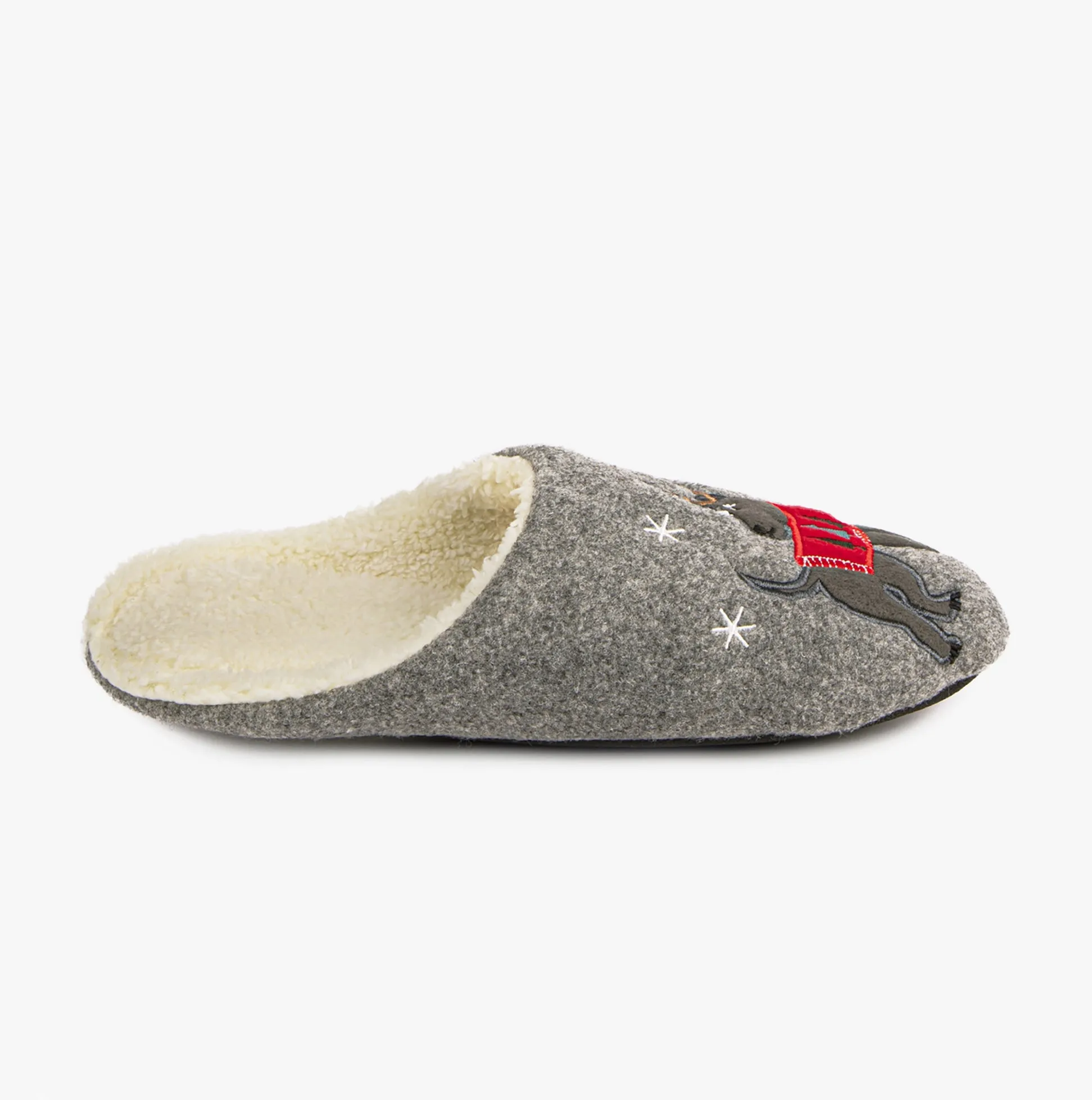 Totes Isotoner NOVELTY DOG Mens Mule Slippers Grey sold by Shuperb
