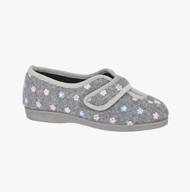 Sleepers MATILDA Womens Touch Fasten/Velcro Slippers Grey sold by Shuperb