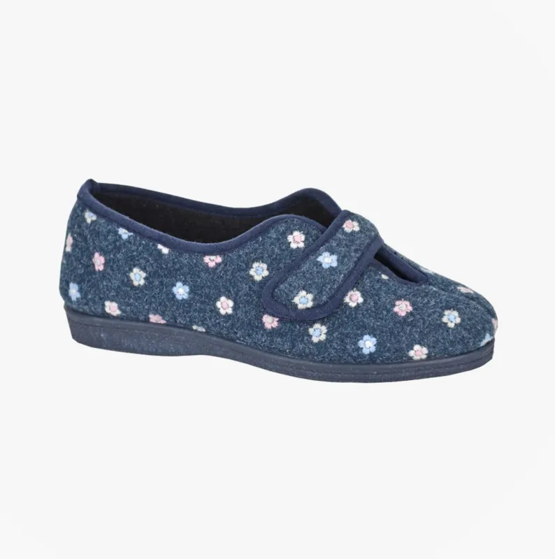Sleepers MATILDA Womens Touch Fasten/Velcro Slippers Navy sold by Shuperb