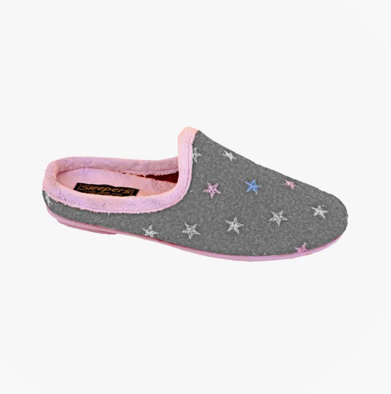 Sleepers ELLIE Womens Mules Slippers Grey/Pink sold by Shuperb