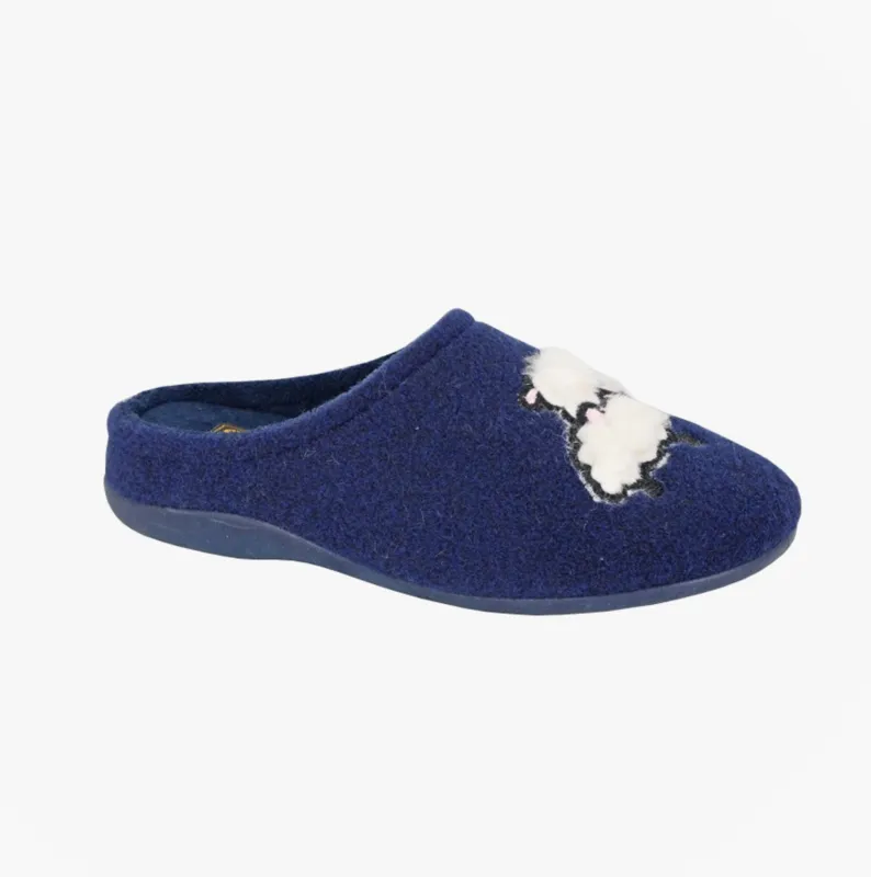 Sleepers SUZIE Womens Mules Slippers Navy made by Sleepers