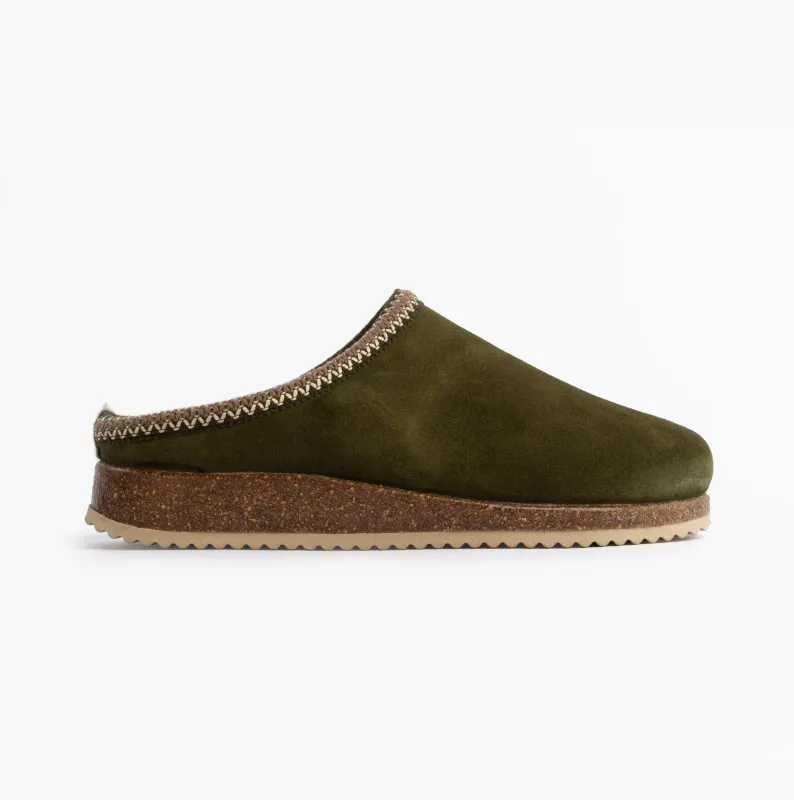 Nordikas 2258 Mens Suede Mule Slippers Khaki sold by Shuperb