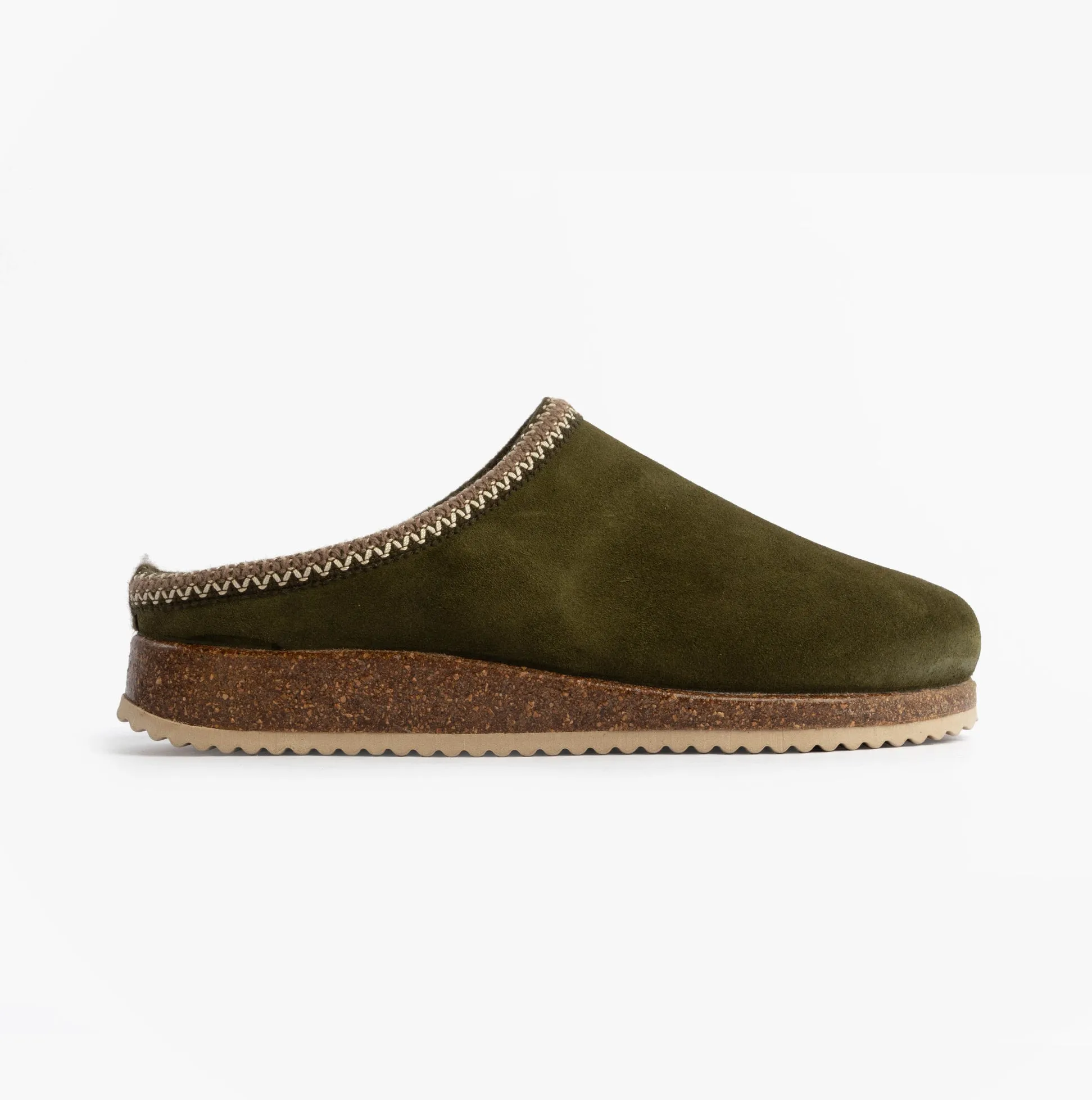 Nordikas 2258 Mens Suede Mule Slippers Khaki sold by Shuperb