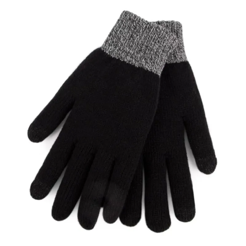 Totes Toasties STRETCH KNITTED SMARTOUCH Mens Gloves Black made by Shuperb